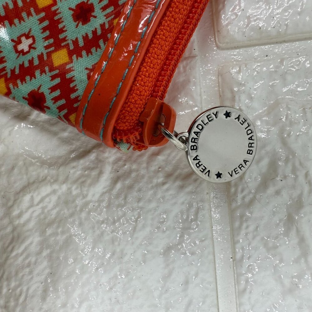 Vera Bradley Frill Paprika Patterned Clear Vinyl Binder Zipper Pouch 3 Grommets - Picture 4 of 4